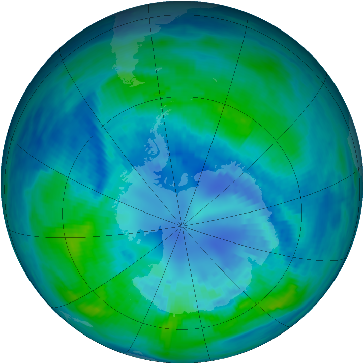 Antarctic ozone map for 10 April 1986